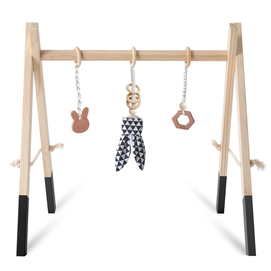 Caudblor Spieltrapez Holz Babyspielzeug Puzzle Gym inkl. Anhänger Babygymnastik aktiv Spielzeug Baby
