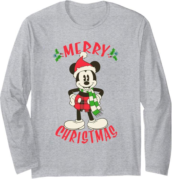Disney Vintage Mickey Mouse Christmas Holiday Langarmshirt
