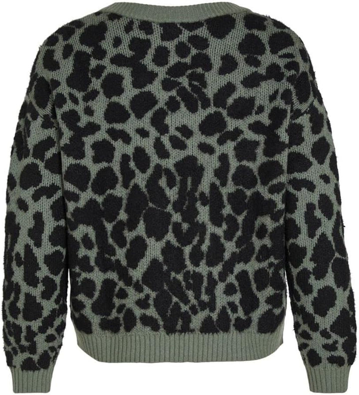 Vila Damen Viril Feami Mix O-Neck L/S Knit Top-noos Pullover M Laurel Wreath/Detail:with Black, M La