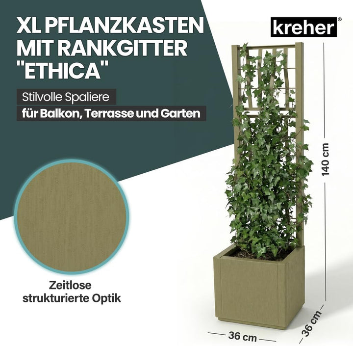 2 x Kreher® XL Rankgitter, Spalier mit Pflanzkasten aus robustem Kunststoff. In verschiedenen Grösse