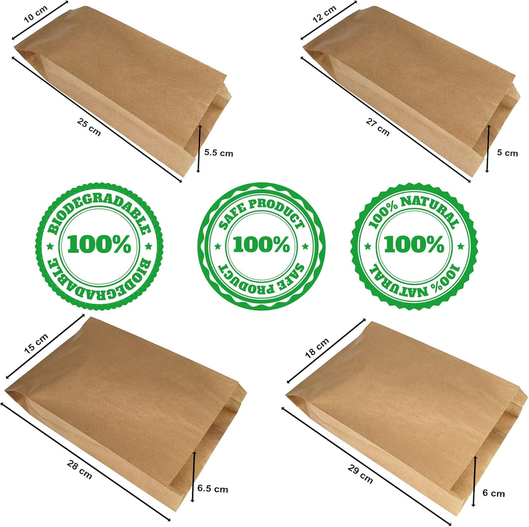 Loxato 1000 Brottüten Papier - Bäckertüten - Butterbrottüten Braun - Brotbeutel - Kraftpapier Tüten