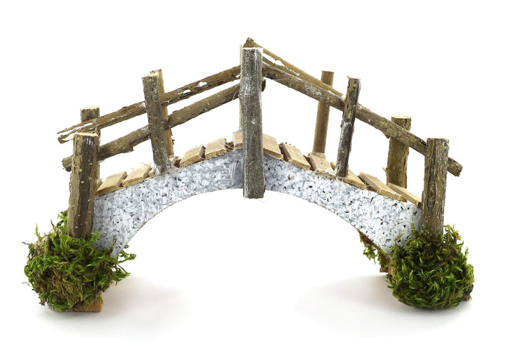 Bertoni Brücke aus Kork und Holzplanken für Krippe | Italienisches Produkt | 23x12x7 cm