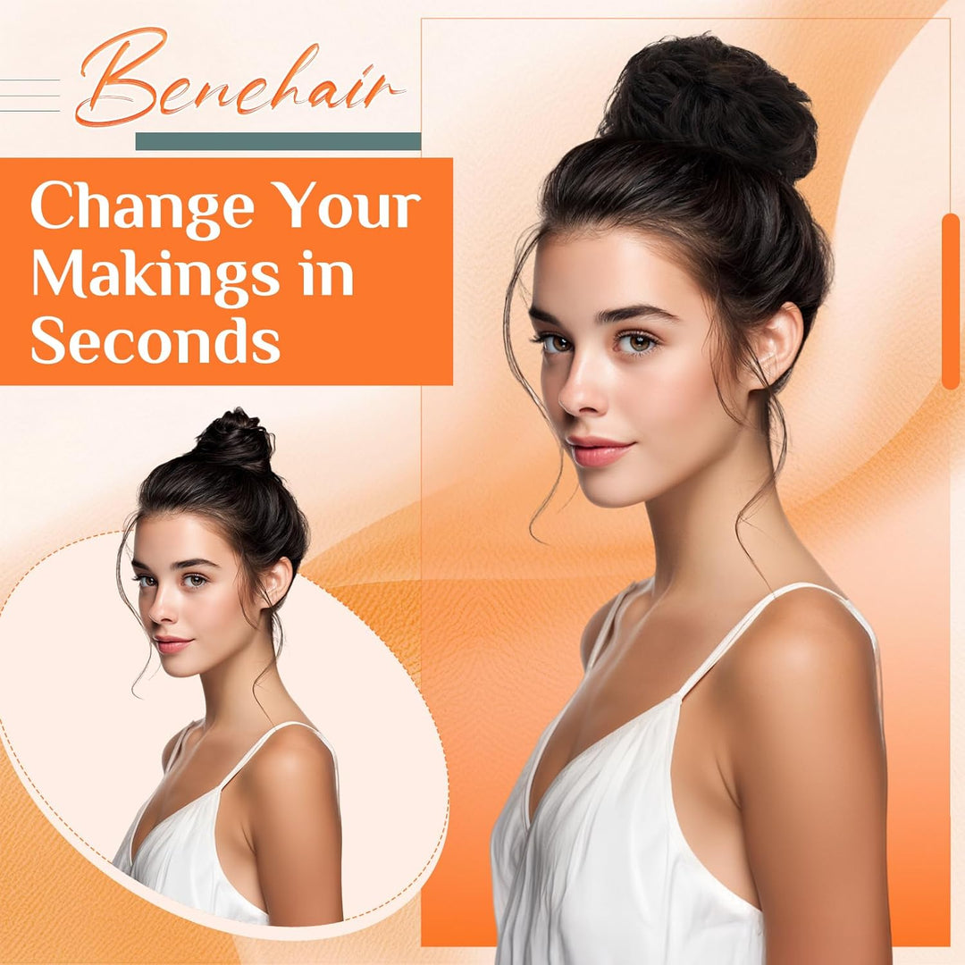 Benehair Echthaar Scrunchies Hochsteckfrisur, Echthaar Haargummi Hochsteckfrisuren, 25g Echte Haare