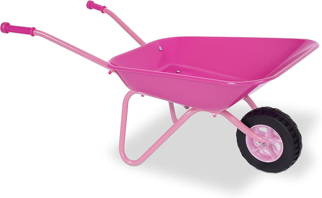 Relaxdays Schubkarre Kinder, rutschfeste Griffe, HBT: 43x74x36 cm, Metall, Kunststoff, Kinder-Scheib