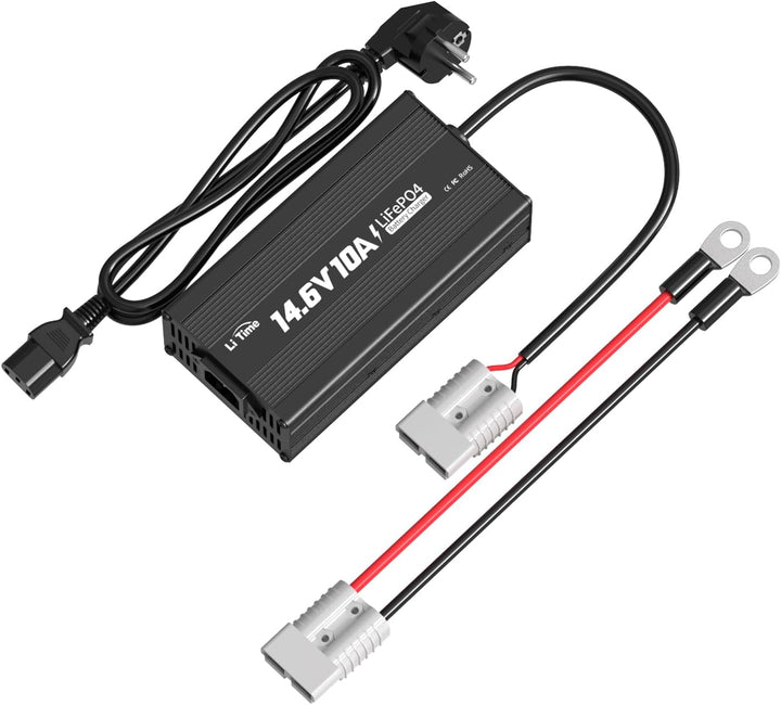 LiTime 12V 10A Batterieladegerät 14,6V AC-DC LiFePO4 Lithium-Batterie-Ladegerät mit Anderson-Anschlu