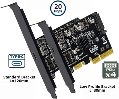 xiwai 20 Gbit/s USB 3.2 Gen2 Typ-C USB-C auf PCI-E 4X Express Kartenadapter für Desktop-Motherboard