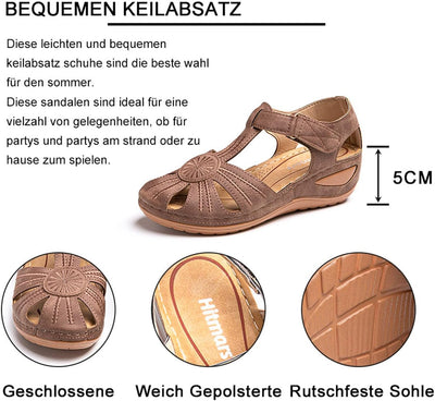 Hitmars Sandalen Damen Keilabsatz Pantoletten Plateau Geschlossene Sommer Keilsandalen Slingback Fus