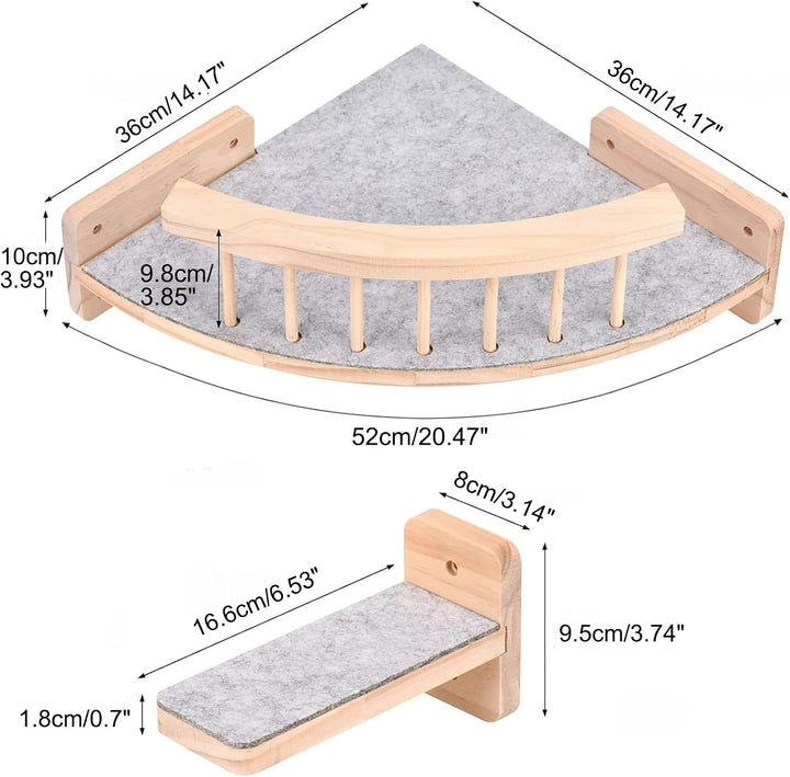 Katzen-Kletterwand-Set mit Eckperch und 3 Stufen, Katzen Wand Klettern Ecke Mit 3 Treppenstufen, Kat
