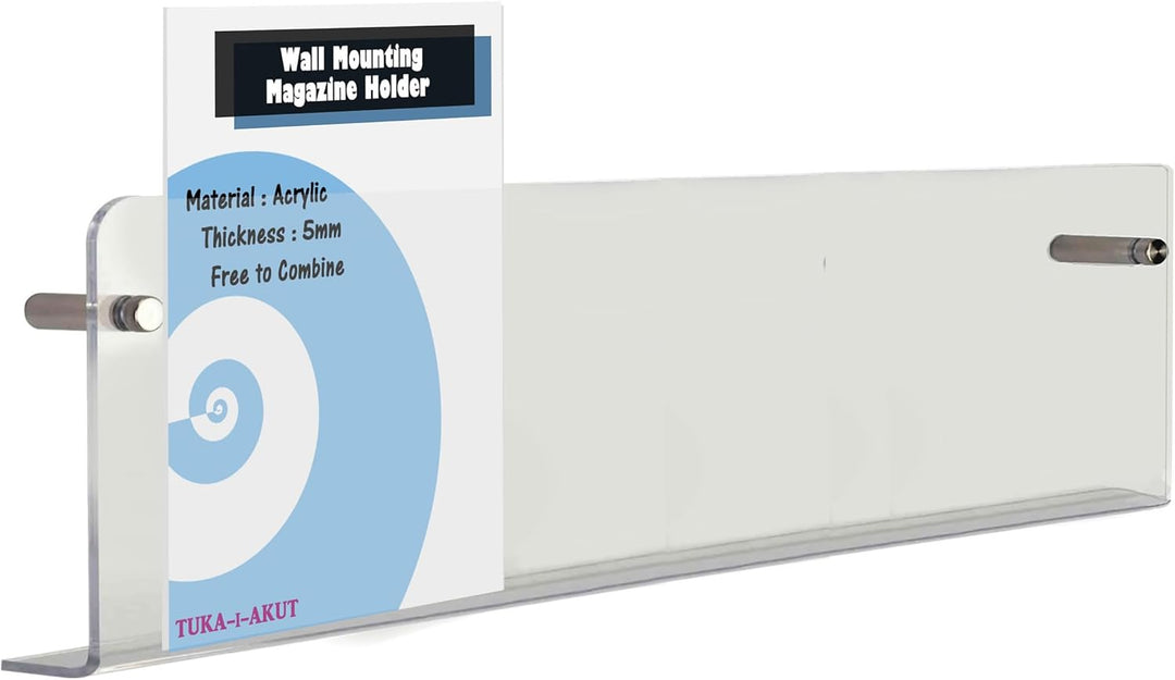 TUKA-i-AKUT 100cm Länge Wand Prospekthalter Acryl Extra Stark, Zeitschriftenhalter Wandregale für Ze