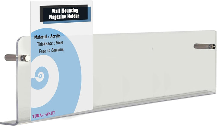 TUKA-i-AKUT 100cm Länge Wand Prospekthalter Acryl Extra Stark, Zeitschriftenhalter Wandregale für Ze