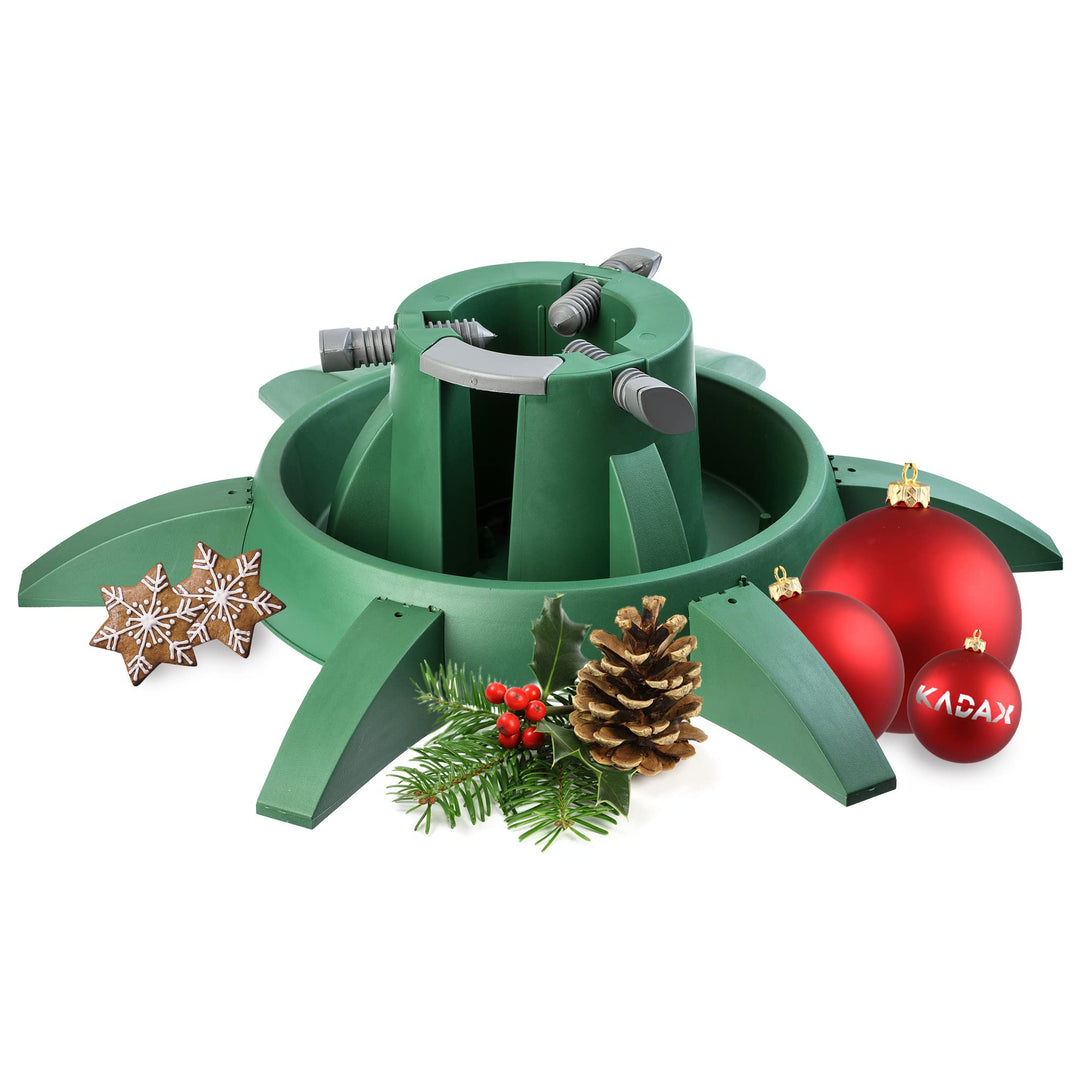 KADAX Weihnachtsbaumständer mit Wassertank, moderner Christbaumständer aus robustem Kunststoff für B