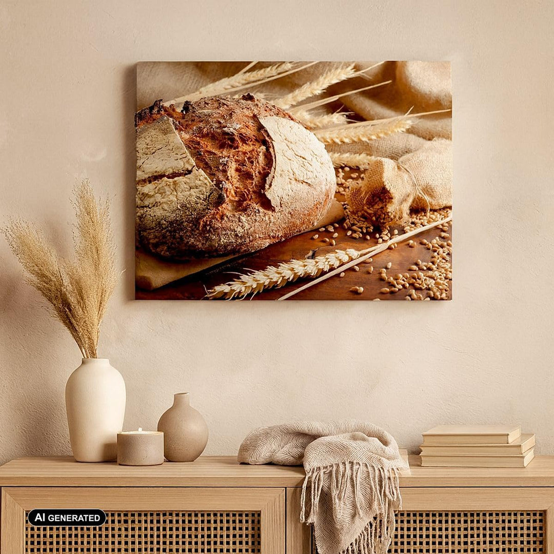 Bilder auf Leinwand Brot Bäckerei Lebensmittel Roggen Leinwandbild 70x50cm Wandbilder Dekoration Woh