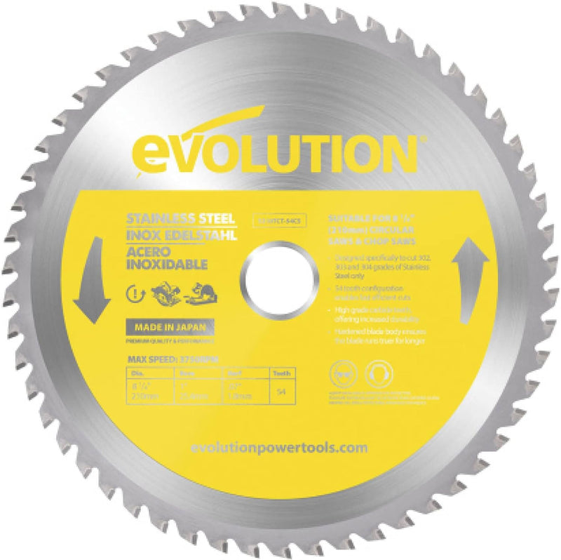 Evolution S210TCT-54CS - 210 mm Sägeblatt zum Schneiden von Edelstahl - Metall-Sägeblatt mit 54 Zähn