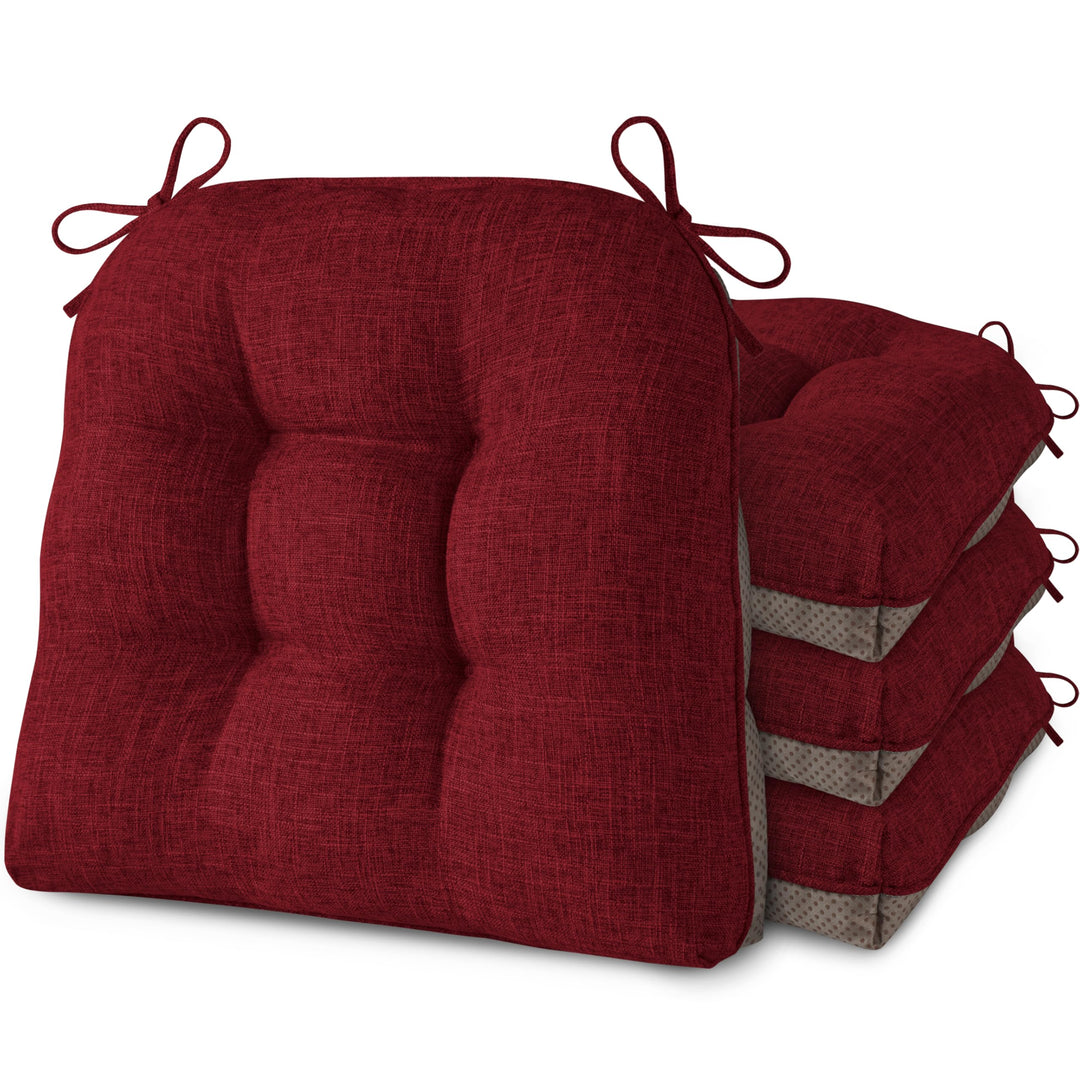 AddGrace Sitzkissen für Esszimmerstühle 4er-Pack 46x44x8cm Bordeaux | mit rutschfester Unterseite un
