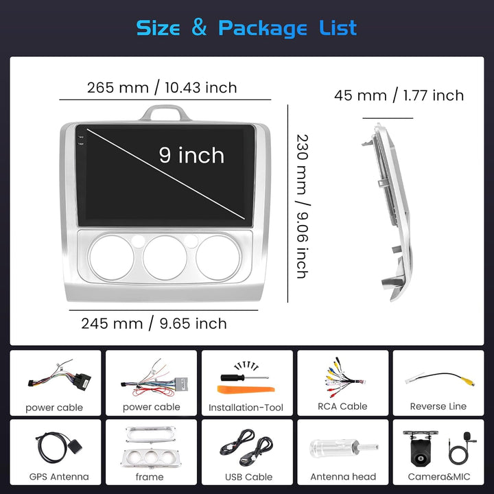Inefala 4+128G Android 15 Autoradio für Ford Focus 2004-2011 mit 9&