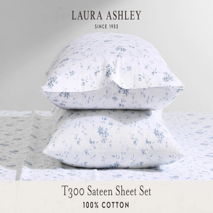 Laura Ashley Home – Queen-Bettlaken, weiches Satin-Baumwoll-Bettwäsche-Set – elegant, glatt und atmu