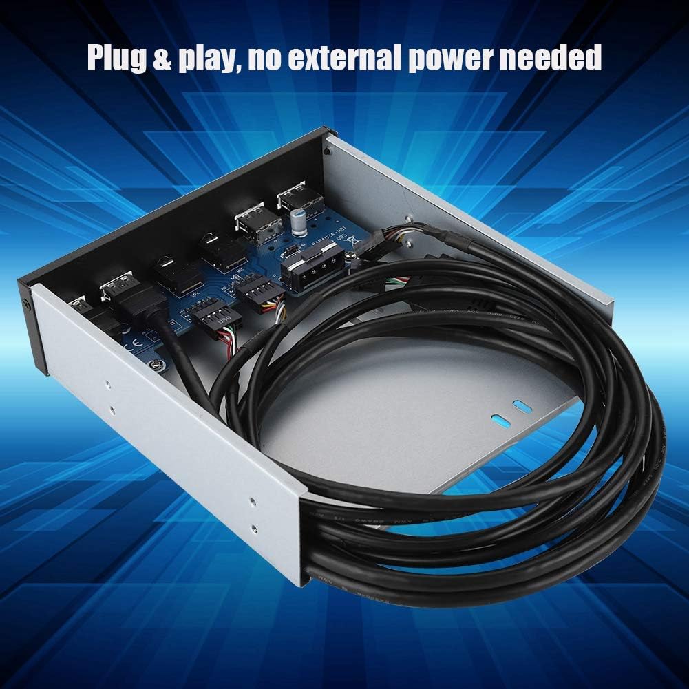 ASHATA USB 3.0 Front Panel, Frontplatte Front Panel 5.25 Zoll Multifunktion USB3.0+USB2.0 Hub,Super