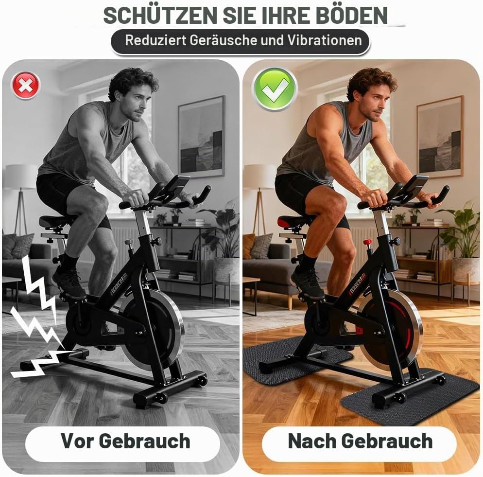 2 Stück Bodenschutzmatte Fitnessgerät, 63,5 x 30 cm Bodenschutzmatte Sport, 5 mm rutschfest Unterleg