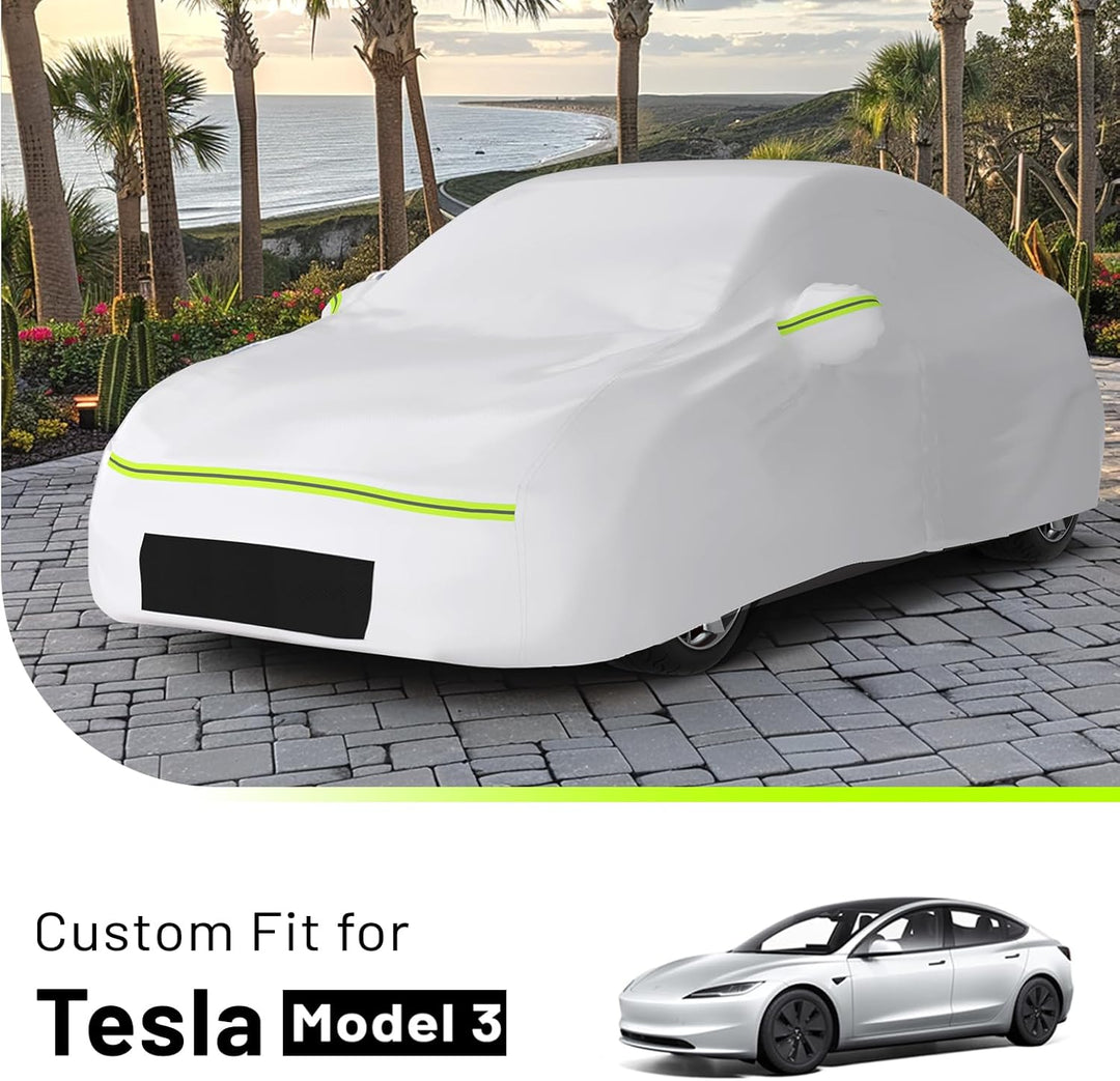 Favoto Autoabdeckung für Tesla Model 3 - Wasserdicht Model 3 Abdeckplane Wetterfest 6 Schichten PEVA