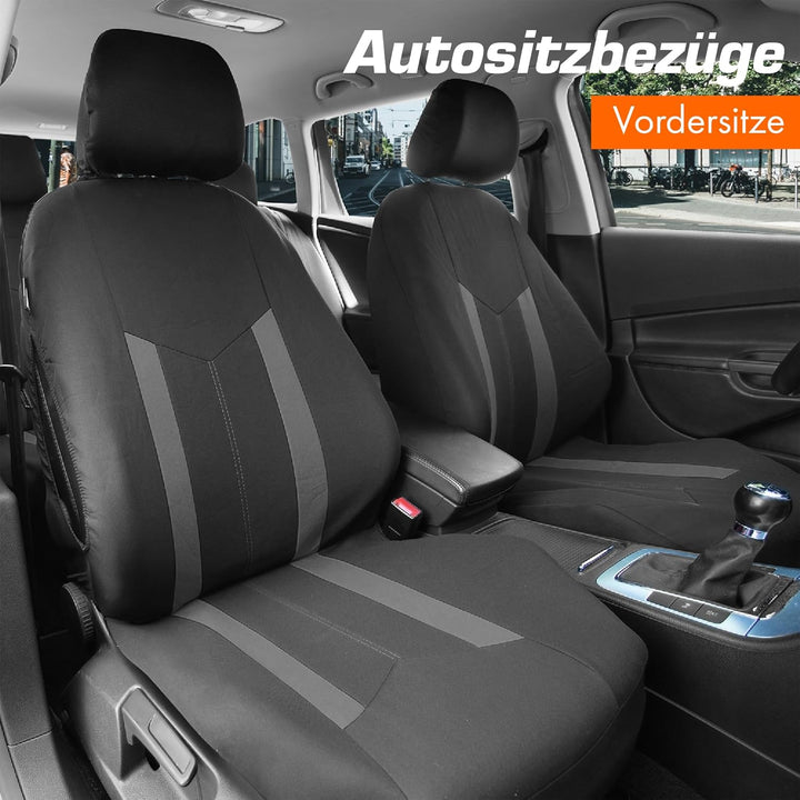 Upgrade4cars Autositzbezüge Set für die Vordersitze Grau | Auto-Schonbezüge Universal Schwarz Auto-S