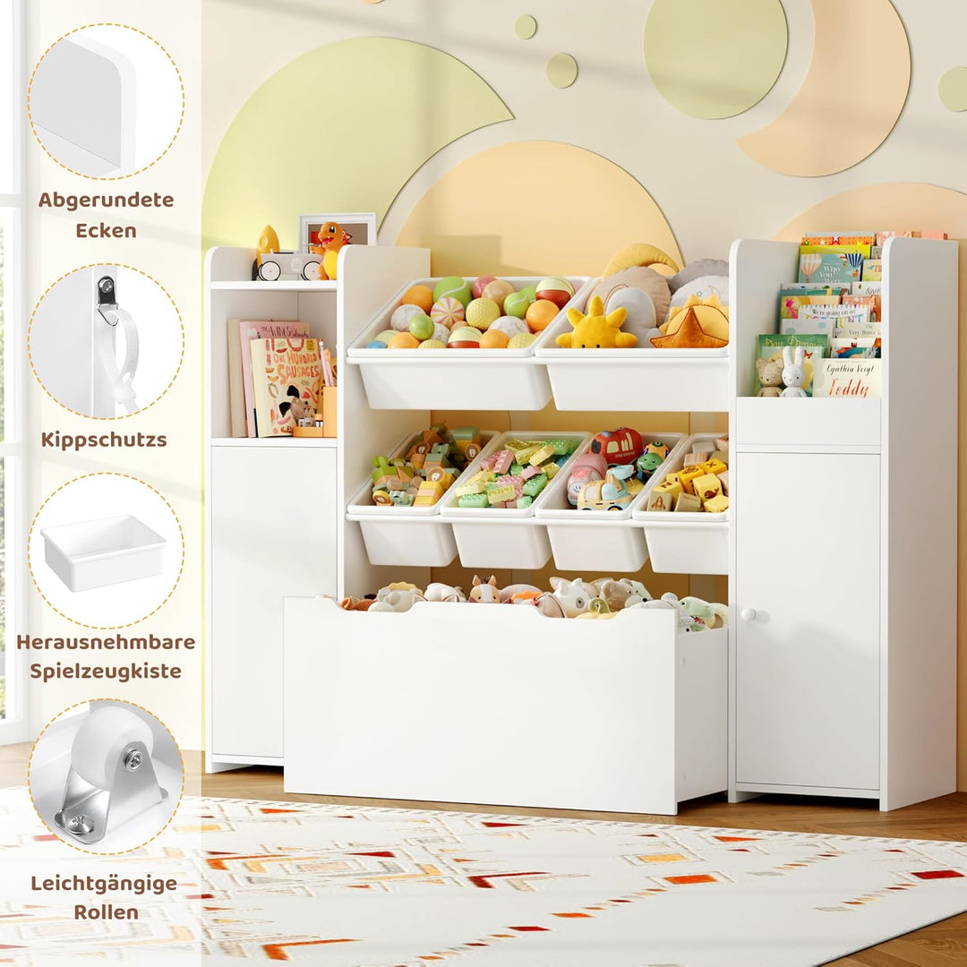 FOREHILL Kinderregal mit Bücherregal, Spielzeug Aufbewahrung, Kinderzimmer Möbel mit Aufbewahrungsbo