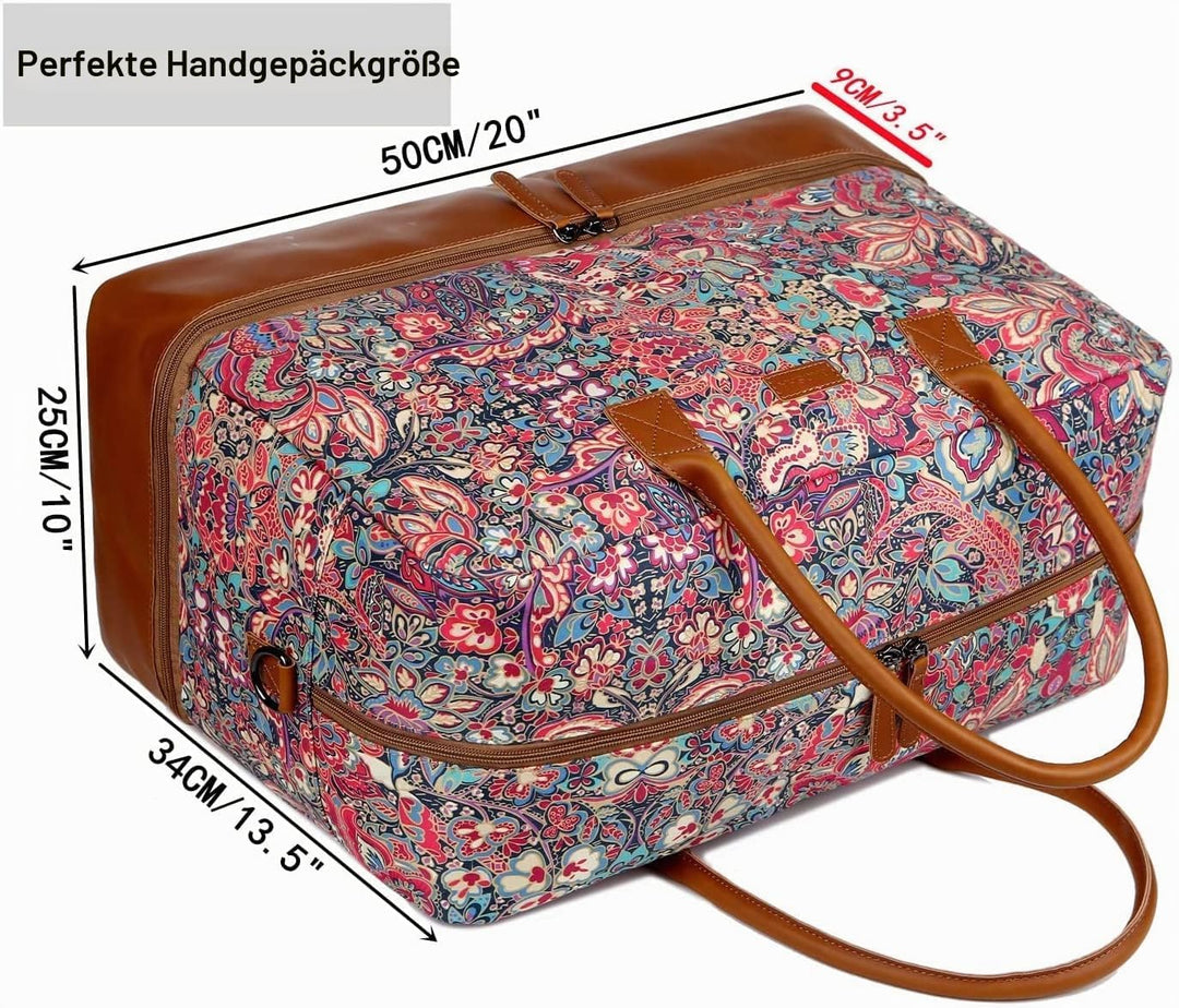 Travel Duffel Weekender Reisetasche Handgepäck Wochenendtasche mit Schuhfach für Damen HB-10 (HS), H