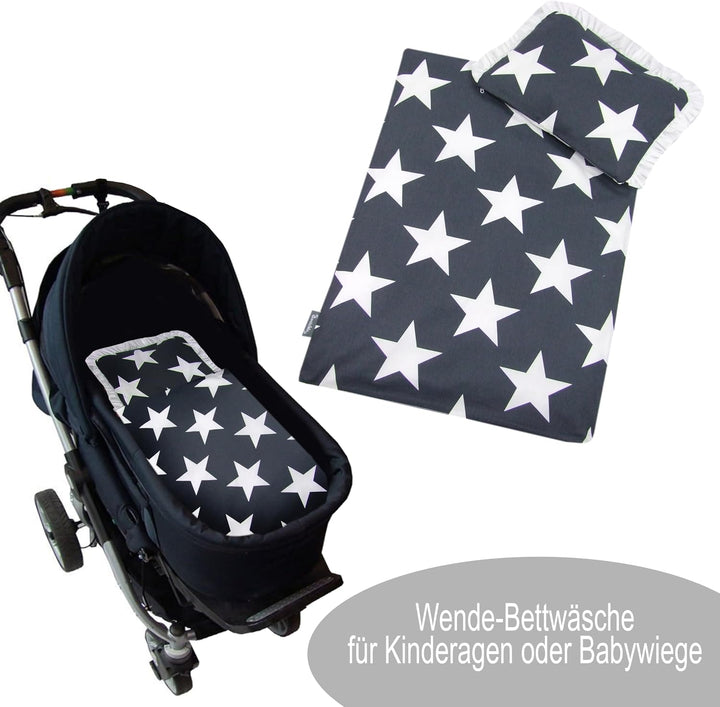 Rawstyle 4 TLG. Set Bezug für Kinderwagen *EULEN-Motiv* Garnitur Bettwäsche Decke + Kissen + Füllung