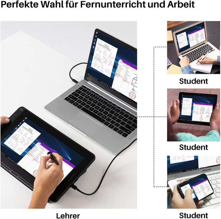 HUION Kamvas 12 Grafiktablett mit Display, 11,6 Zoll Stift-Display mit batterielosem Stift, 8 Expres