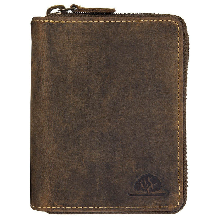 Greenburry Green Burry Zipper Wallet Brown, aus Leder, Herren, unisex Braun, Braun