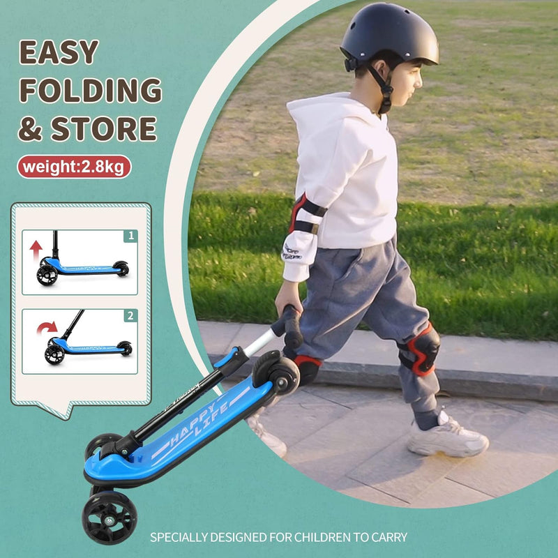 besrey Scooter Kinder Roller, der sichere Premium Dreiradscooter mit PU LED Leuchtenden Räder, Faltb