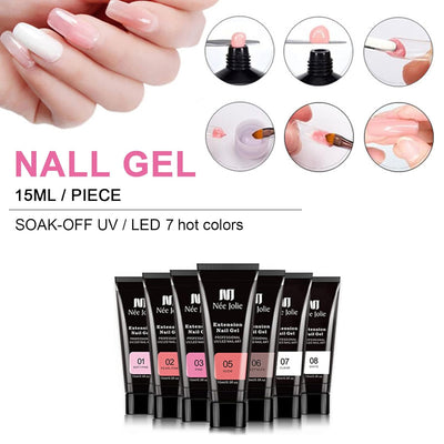 Poly Nagel Gel Starter Set mit UV Lamp Poly Nagelgel Set mit 7 Farben und Basislack&Decklack Manikür