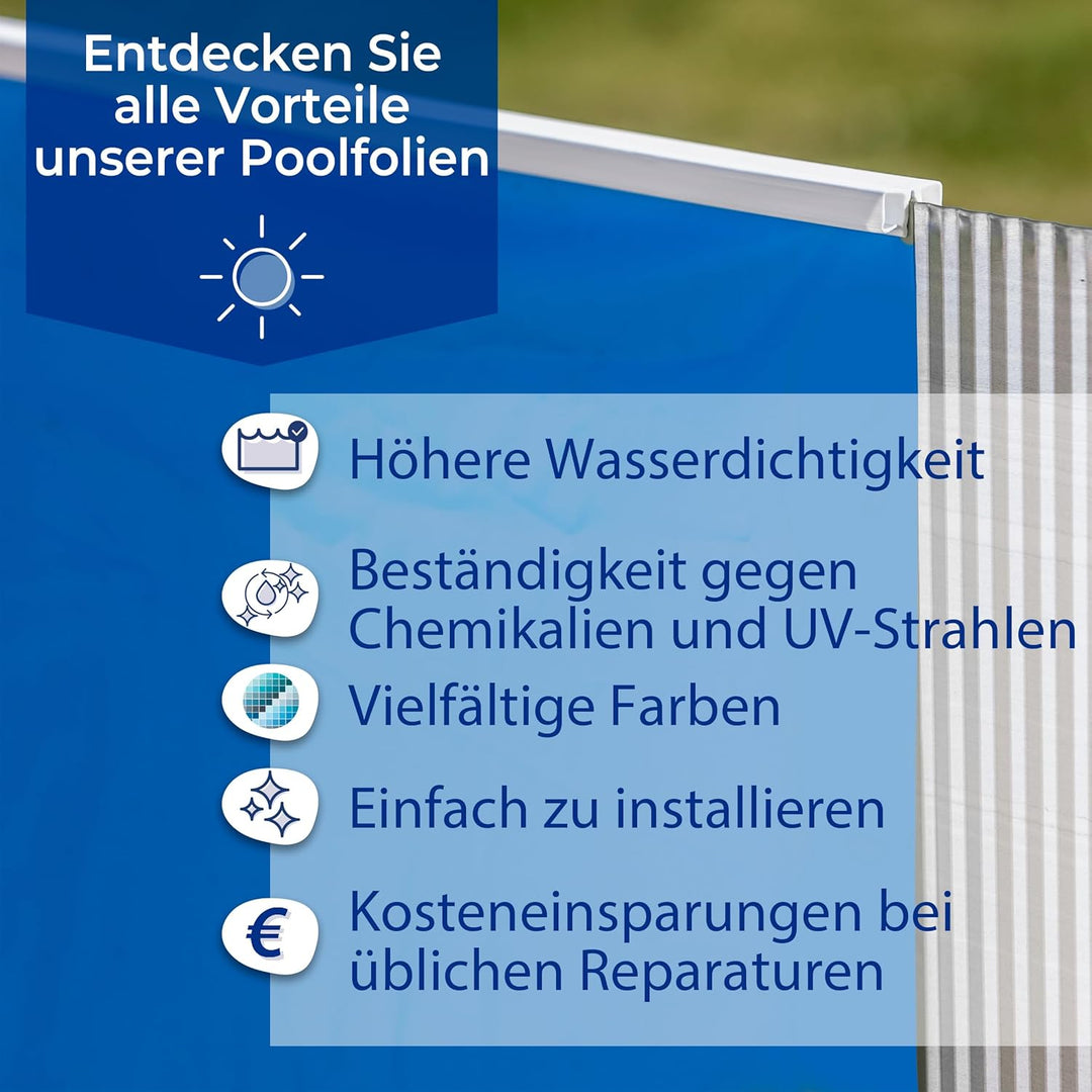 Gre SP358F - Poolfolie für runde Pools, 350 x 132 cm (Durchmesser x Höhe), Overlap System, Farbe Bla