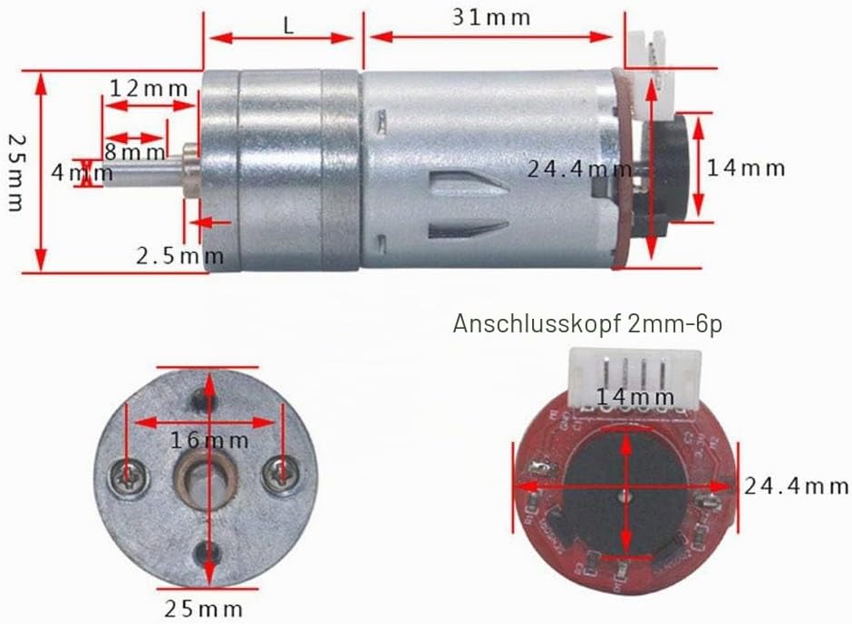 DC 12V Motor mit Encoder 65mm Magnetgetriebe Vollmetallgetriebe Micro Speed Reducer Kit Montagehalte