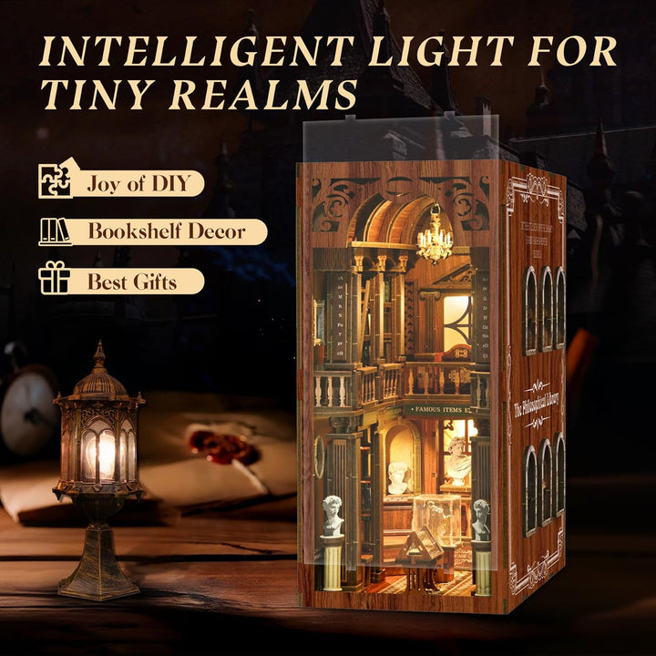 LUMYCE Book Nook Kit für Erwachsene Holzpuzzle DIY Miniatur Haus 3D Puppenhaus - Buchstütze für Büch