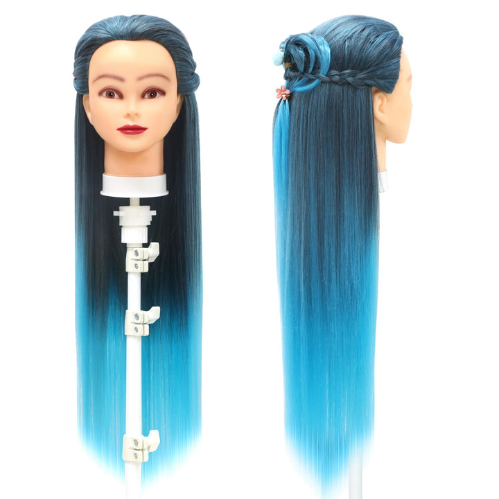 Trainingsköpfe, 28 inch Übungskopf Frisierkopf Friseur 100% Synthetikfaser-Haar Styling Kopf Frisier