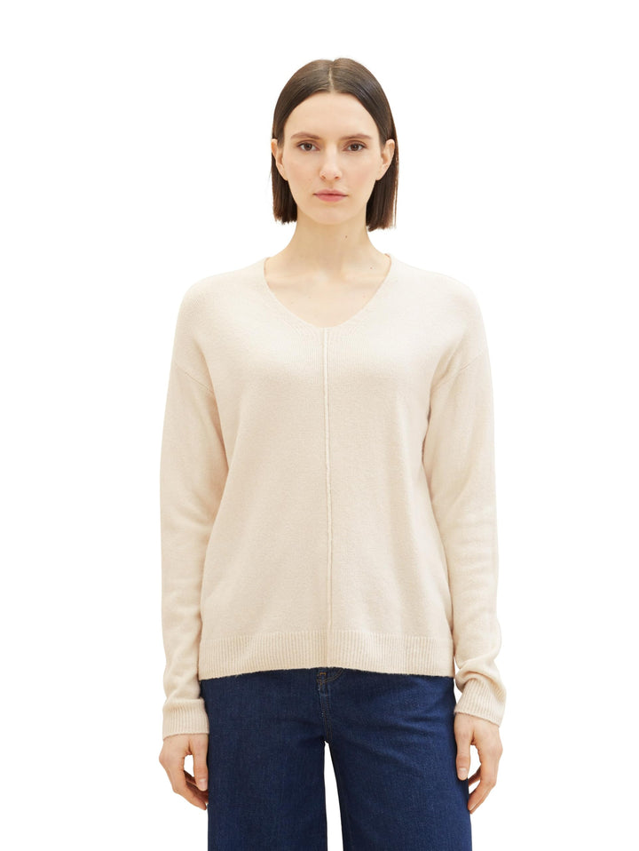 TOM TAILOR Damen Pullover, XXL 28596 - Soft Beige Melange