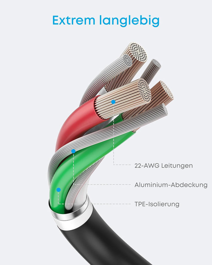 Anker iPhone Ladekabel Powerline II iPhone Kabel 0,3m USB auf Lightning Kabel, für iPhone 14/13 / 12