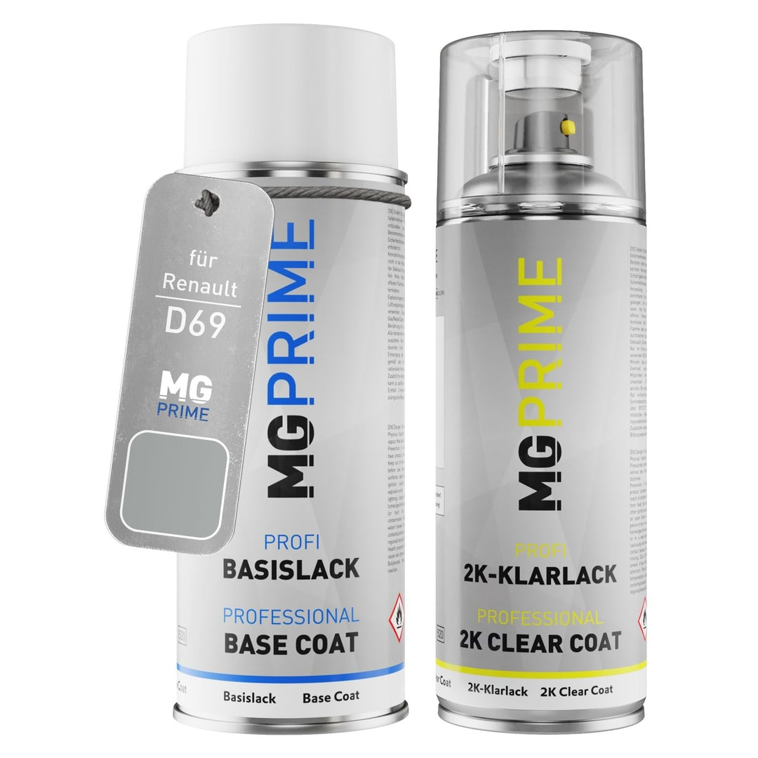 MG PRIME Autolack 2K Spraydosen Set für Renault D69 Gris Platine Metallic/Platin-Grau Metallic Basis