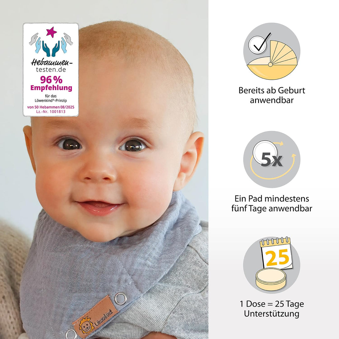 Löwenkind Einsteigerbox "Newborn" Grau mit Rotznäschen- und Gute-Nacht-Pads- Kräuterpads zur natürli