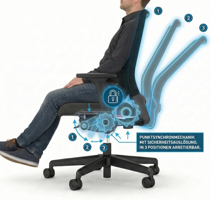 Business, Bürostuhl, für Unternehmen konzipiert, viele ergonomische Funktionen, hoher Sitzkomfort, S