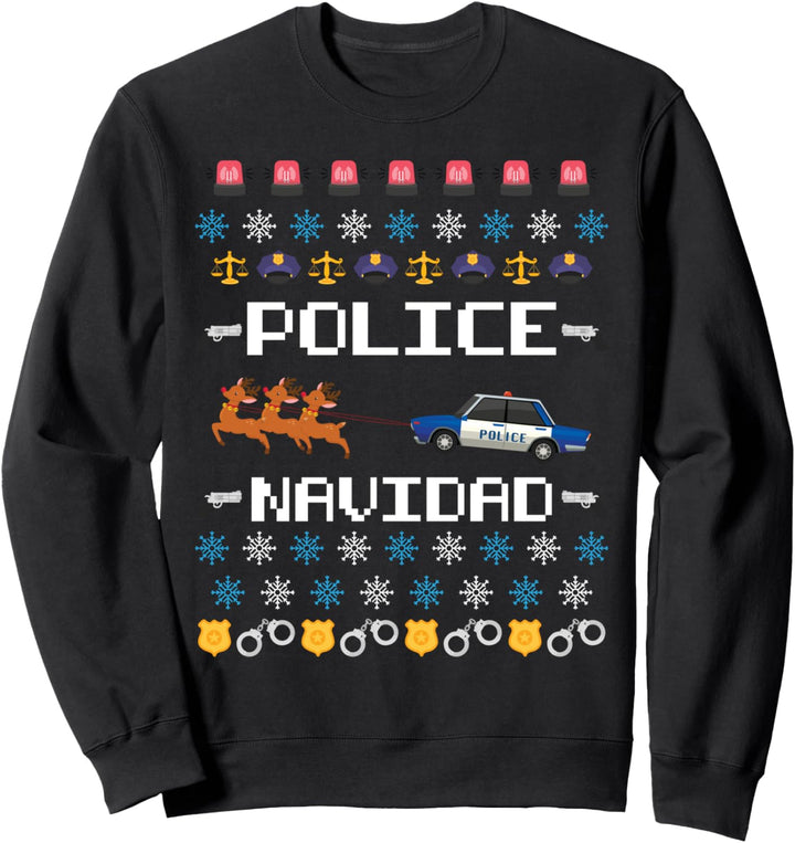 Police Navidad Ugly Christmas Sweater Polizei Weihnachten Sweatshirt