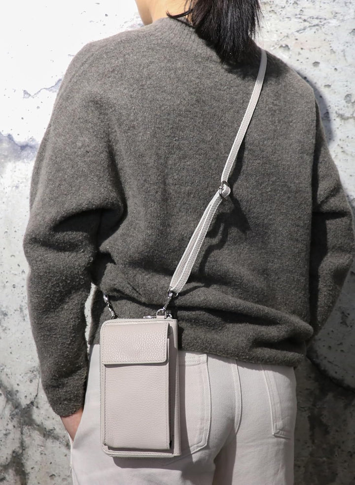 SH Leder Damen Handytasche Umhängetasche Geldbörse Multifunktion Beutel aus Echtleder Verstellbar Sc