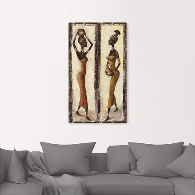 ARTLAND Leinwandbilder auf Holz Wandbild 70x40 cm Hochformat Afrika Fashion Menschen Frau Mode afrik