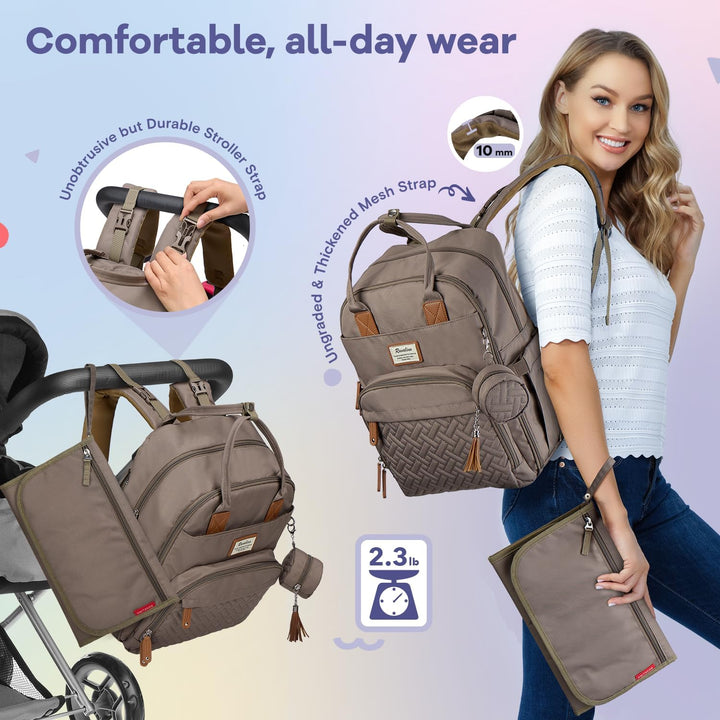 RUVALINO Wickeltaschen-Rucksack, multifunktionaler Reiserucksack, Umstands-Baby-Wickeltaschen, Wicke