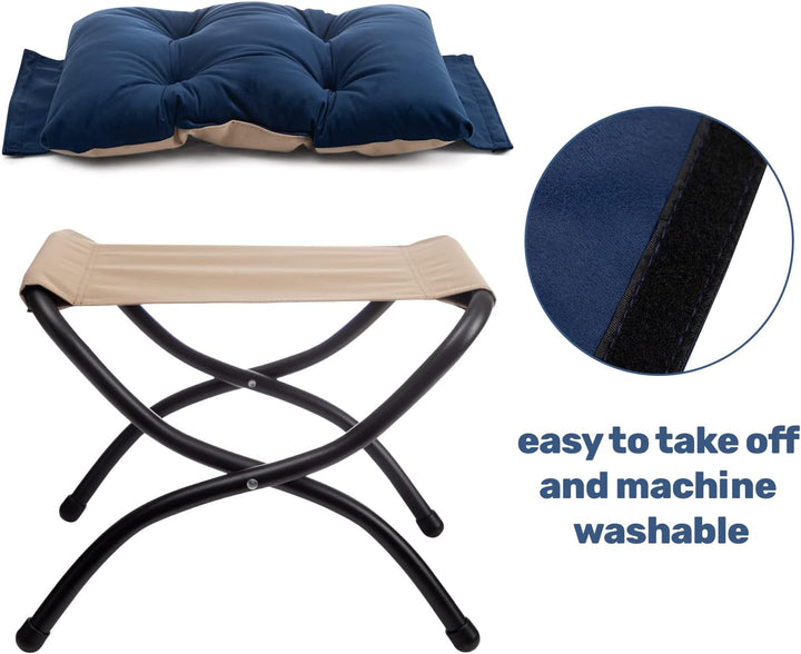 HollyHOME Fusshocker Fussstütze Klapphocker, Faltbar Sitzhocker mit Metallbeinen, Abnehmbar Gepolste