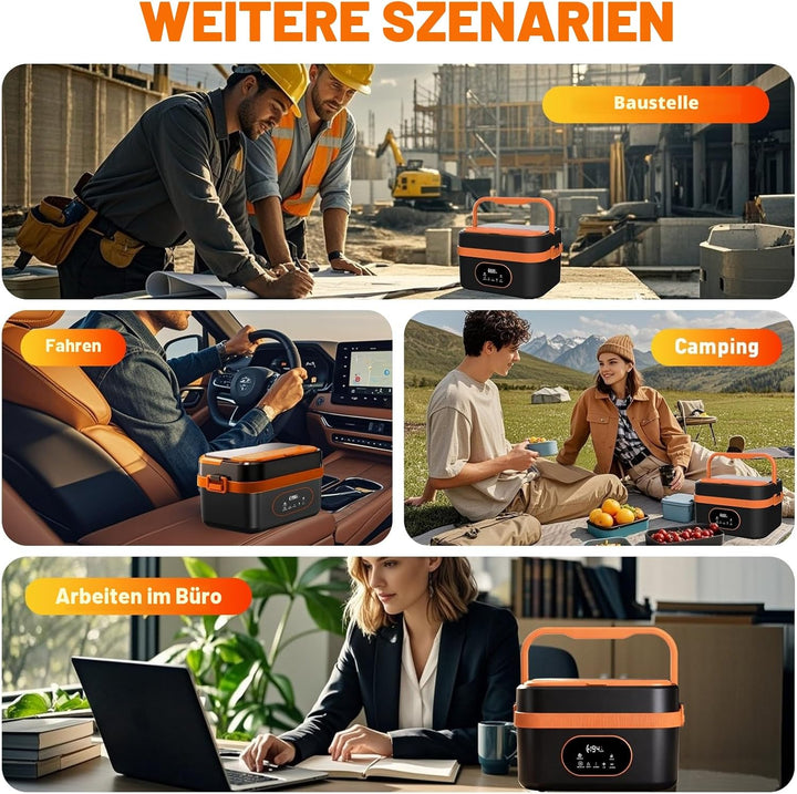 2025 Upgrade Beheizte Lunchbox Wiederaufladbare Selbstheizende 1.5L Tragbare Elektrische Lunchbox fü