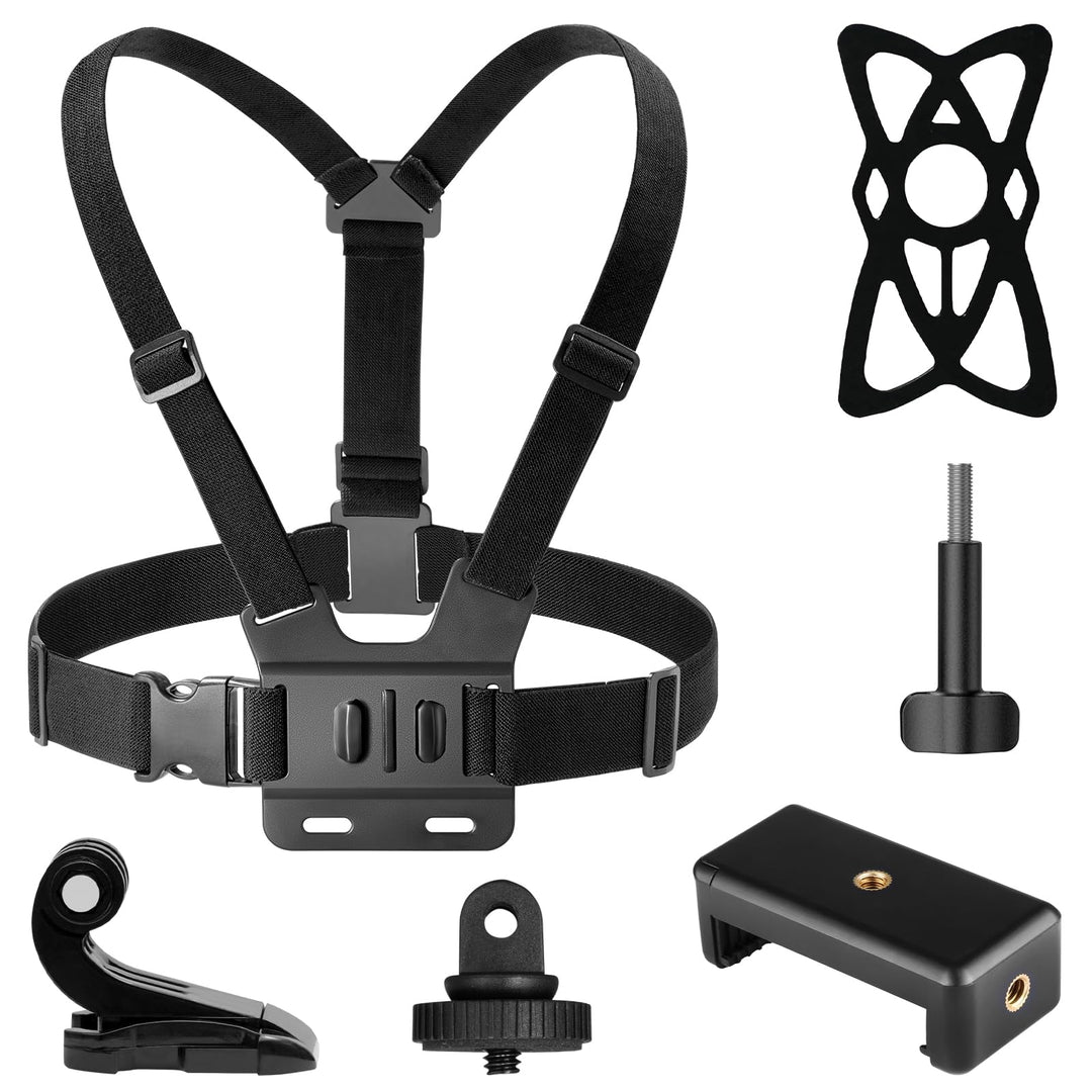 AKASO 6 in 1 Action Cam Brustgurt Kit, kompatibel mit EK7000/EK7000 Pro/Brave 4/Brave 4 Pro/Brave 7