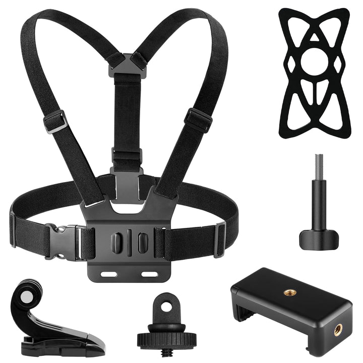 AKASO 6 in 1 Action Cam Brustgurt Kit, kompatibel mit EK7000/EK7000 Pro/Brave 4/Brave 4 Pro/Brave 7