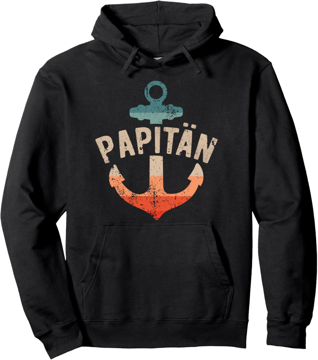 Papitän | Papa und Kapitän Lustiges Retro Anker Vatertag Pullover Hoodie