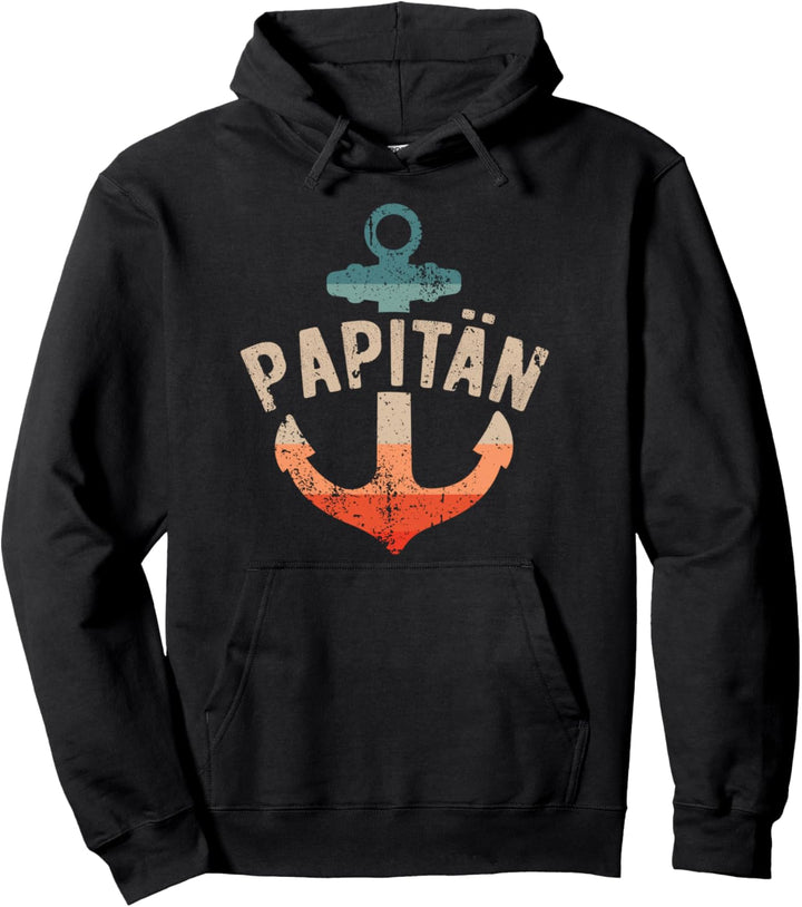 Papitän | Papa und Kapitän Lustiges Retro Anker Vatertag Pullover Hoodie